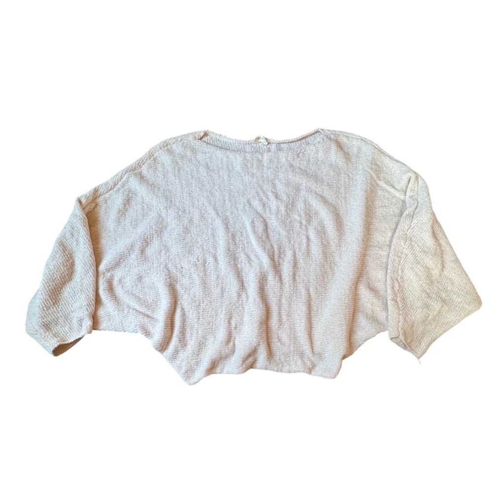 Wishlist Cream Textured Dolman Sleeve Cropped Sweater Top S M‎